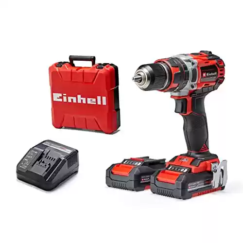 Taladro percutor atornillador inalámbrico Einhell TE-CD 18/50 Li-i BL Power X-Change (18V, motor sin escobillas, control electrónico del par, 2 baterías 2.0 Ah y cargador)