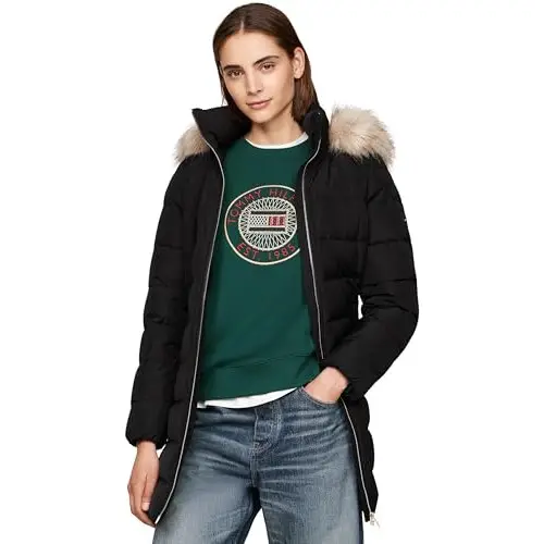 Tommy Hilfiger Abrigo de Plumas Mujer con Bolsillos