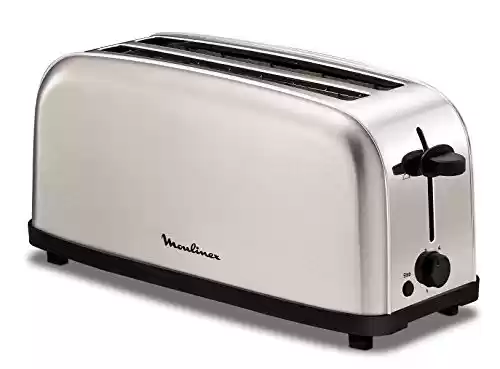 Tostador Moulinex Classic LS330D Acero Inoxidable, 2 Ranuras largas y anchas, 1400 W, 6 Posiciones Tostado, Función Stop y Bandeja Recogemigas, para Todo Tipo de Pan normal, de molde, artesano