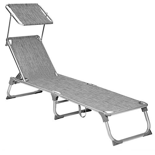 Tumbona Reclinable con Respaldo y Parasol SONGMICS