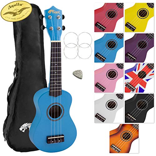 Ukelele soprano para principiantes Tiger UKE7-BL (color azul)