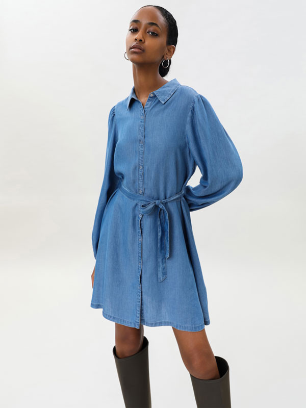 Vestido camisero de manga larga Lefties